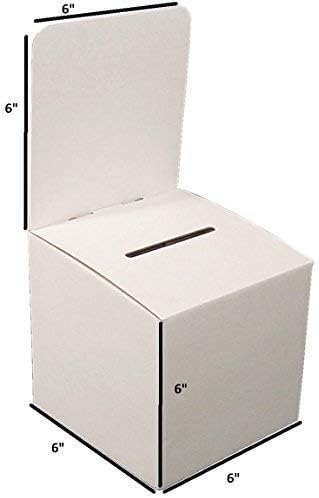 Raffle Ticket Box Donation Collection Ballot Box Reusable Sturdy thick Cardboard Box with Slot comment Suggestion Box With Removable Header 6H x 6W x 6D, Display area 6H x 6W(Yellow 5 pack)