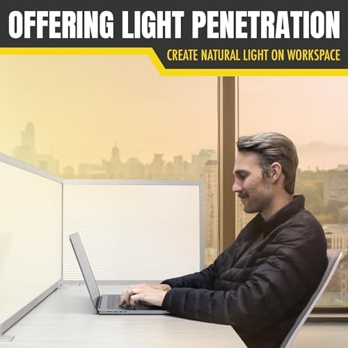 OBEX Polycarbonate Office Desk Mounted Privacy Screen Adjustable Table Top Panel Divider, Universal Aluminum Bracket-USA Made, 24" x 42", White