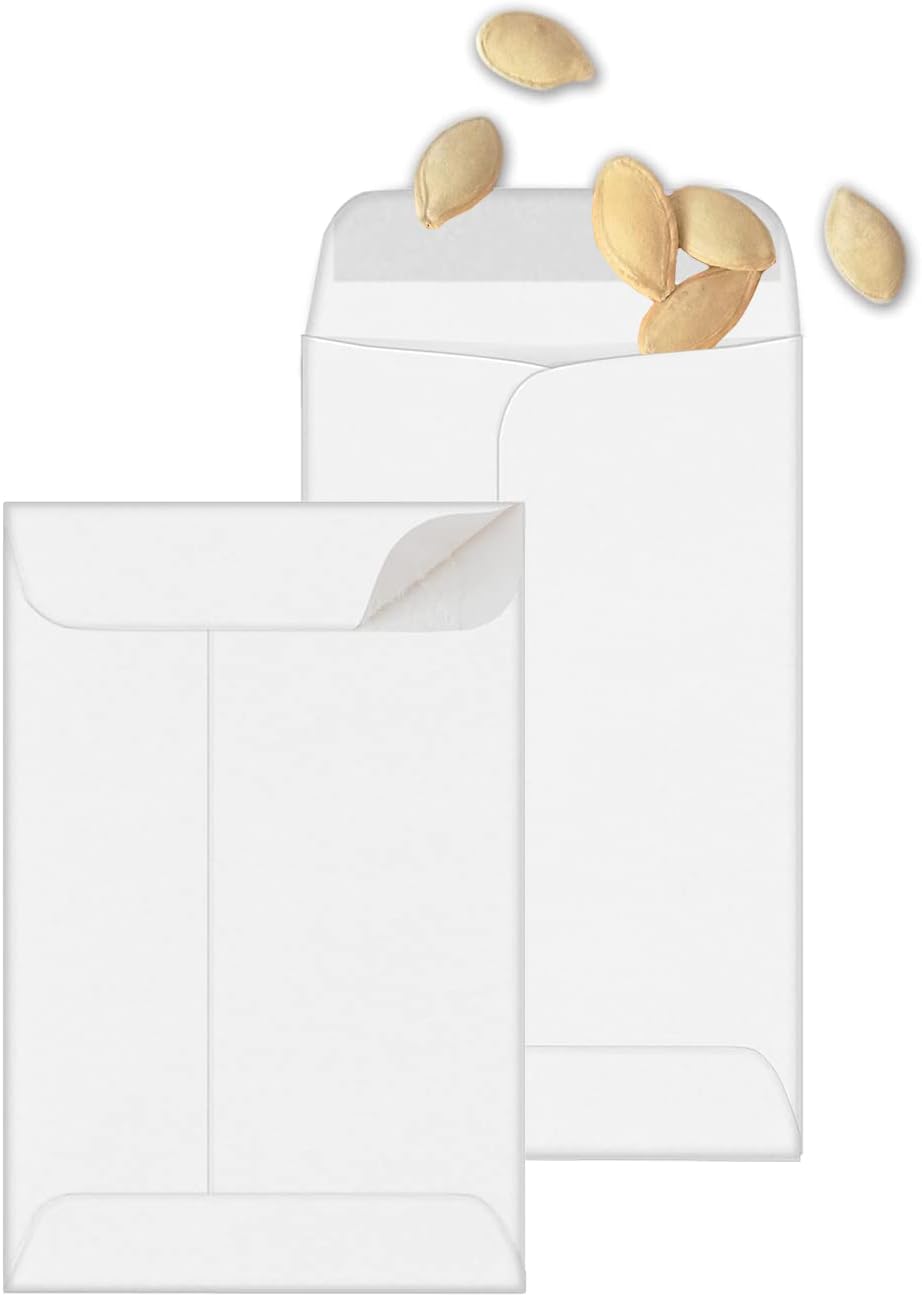 500 PCS #1 Coin Envelopes, 2-1/4'' x 3-1/2'' inches White Kraft Envelopes Classic Small Parts Envelopes with Self Adhesive Gummed Flap for Coins, Cash, Credit Cards, Seeds