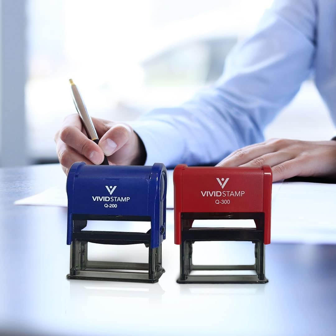 Vivid Stamp Inspected by____ Business Self-Inking Rubber Stamps (Red Ink) - Q-200