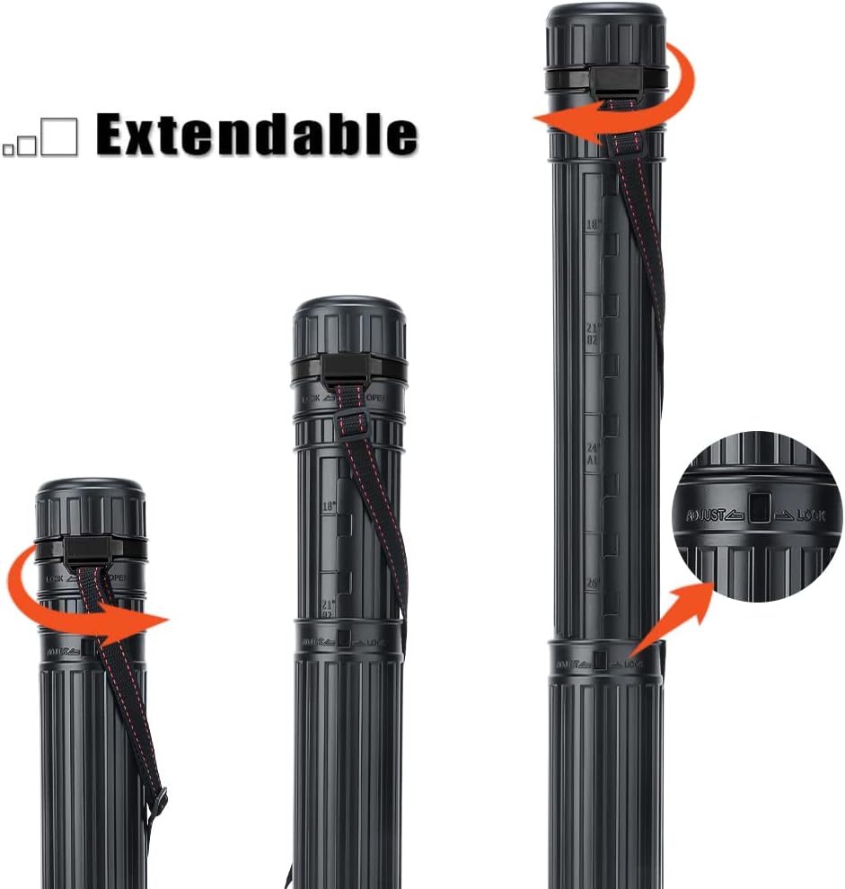 TRANSON 2-Pack Small Poster Tube Storage 17“ to 27” Extendable for Documents Blueprints Artworks Scrolls