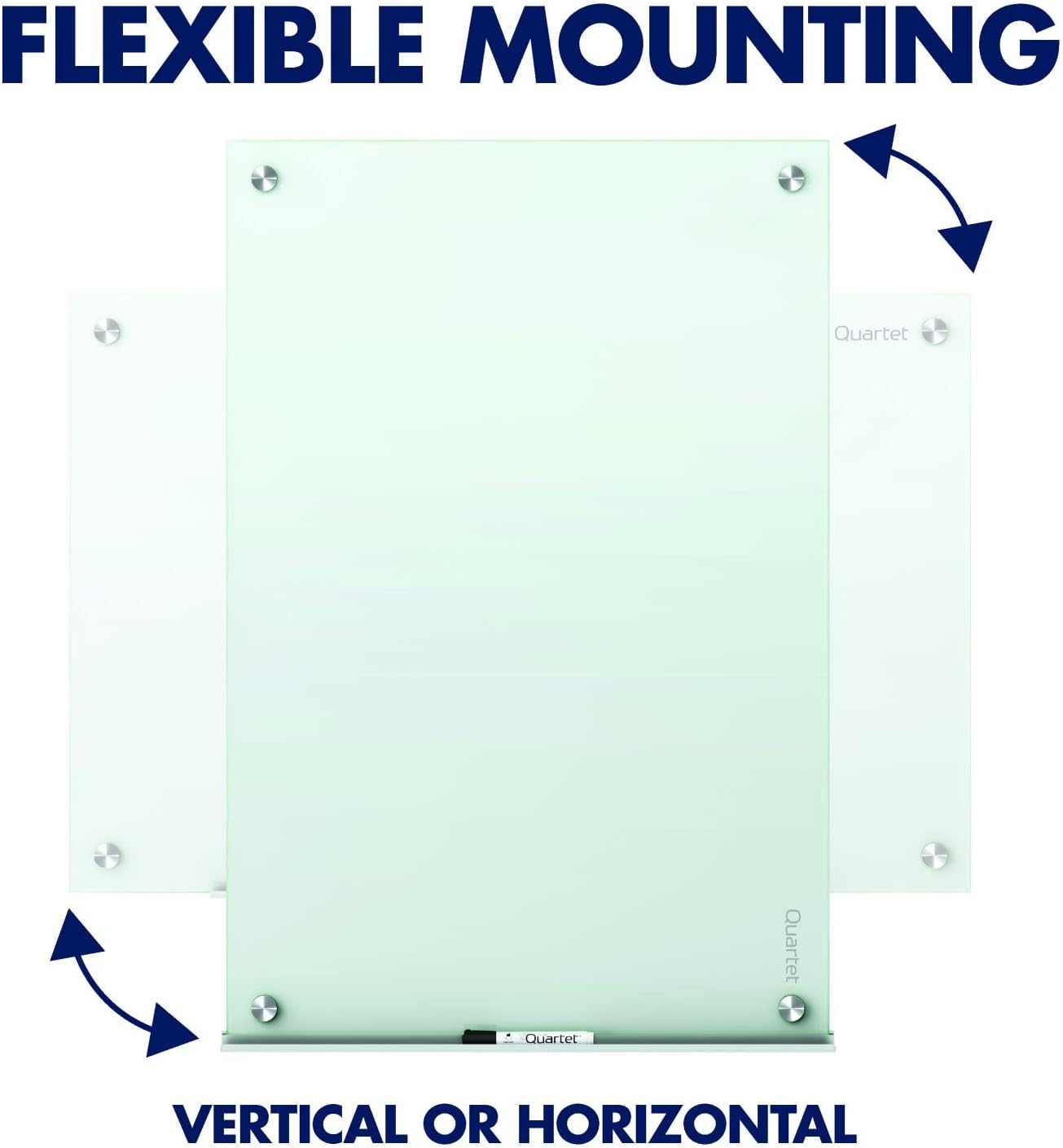 Quartet Whiteboard, Glass Dry Erase Board, Magnetic, 8' x 4', Infinity Frameless Mounting, White Surface, Accessory Tray, 1 Dry Erase Marker and 2 Glass Board Magnets (G9648W-A)