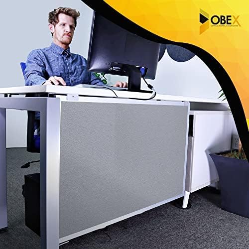 OBEX Acoustic Table Mounted Modesty Desk Privacy & Sound Absorbing Panel for Office Cubicles, 12" x 42", Overcast
