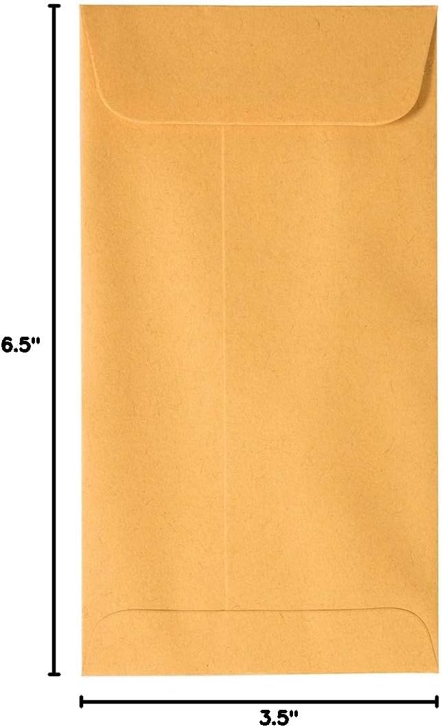 JAM PAPER #7 Coin Business Envelopes with Peel and Seal Closure - 3 1/2 x 6 1/2 - Brown Kraft Manila - Bulk 500/Carton