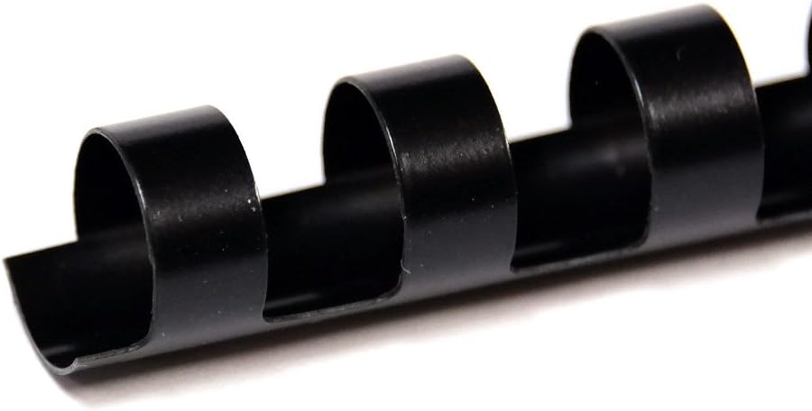 TruBind 13mm (1/2 in.) Comb Binding Spines | 11 in. Length for Letter Size or Smaller Projects | Standard 19-Ring Rectangular Holes | Black | 80 Sheet Binding Capacity | 100 Pack