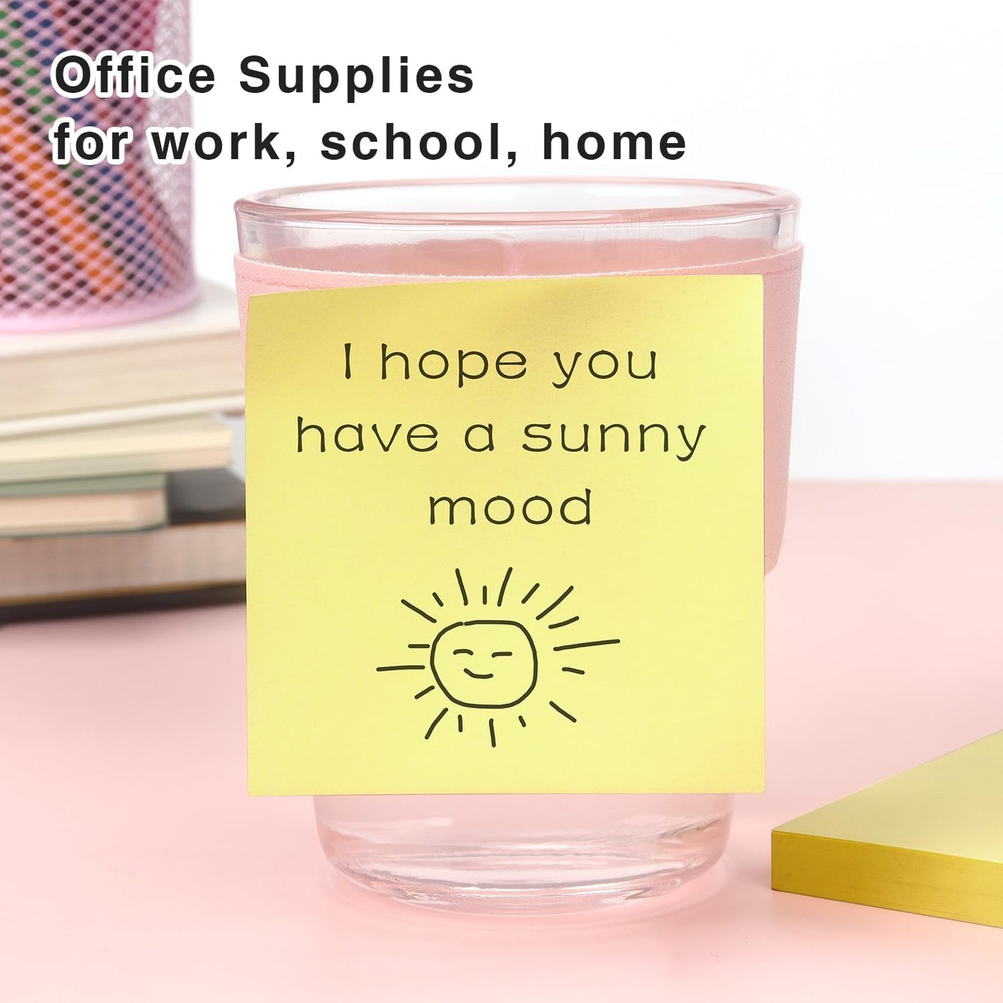 Sticky Notes 3x3 Self-Stick Notes Bright Colors Sticky Notes 4 Pads 100 Sheets/Pad (Yellow)