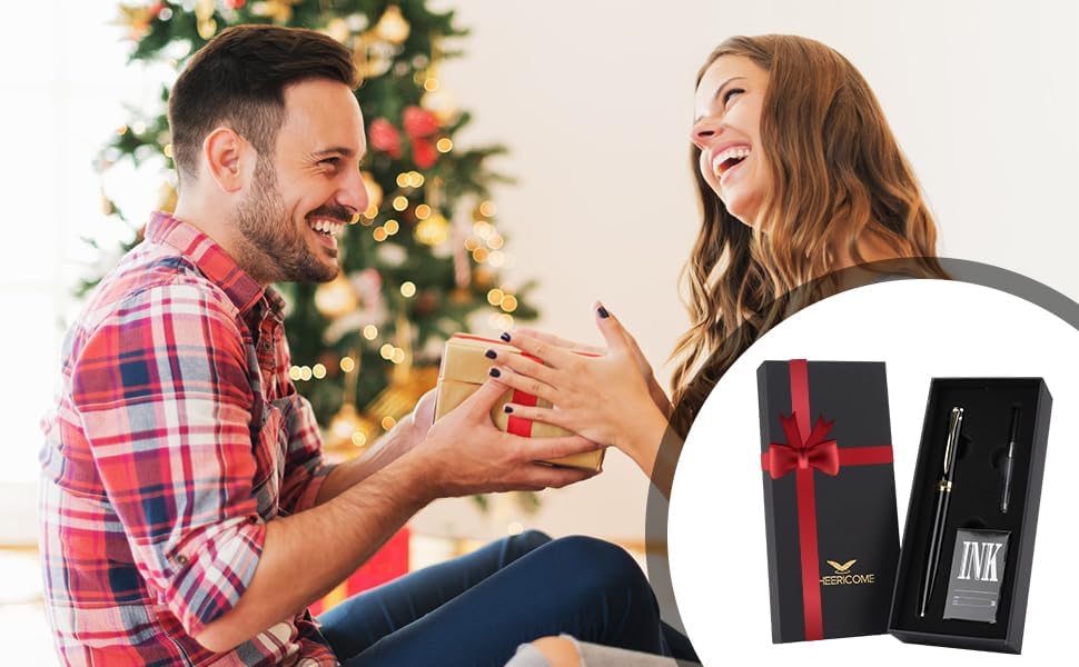 Cheericome Fountain Pen - Luxury Fountain pen set for Men & Women - Ink Pen for Smooth Writing - Fountain Pen Fine Nib,Includes 10 Ink Cartridges and Ink Refill Converter - Silver