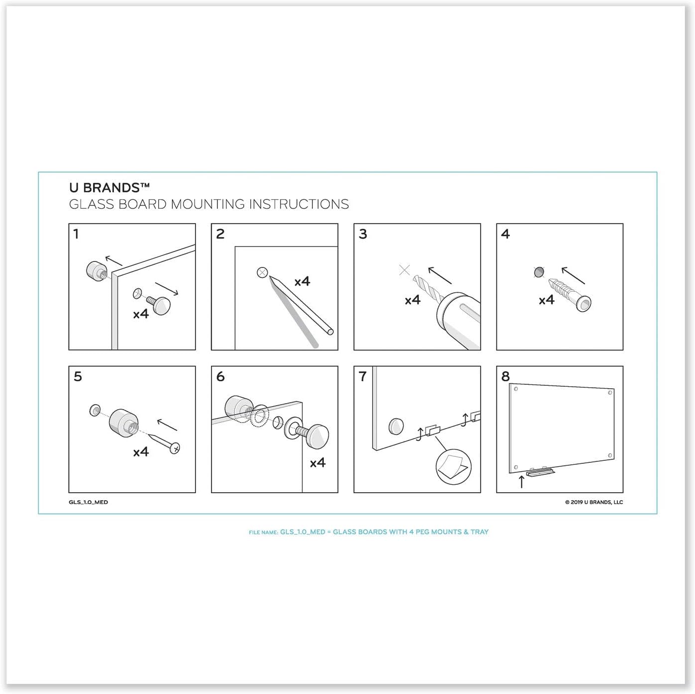 U Brands Magnetic Dry Erase Board White Board, Office Supplies, White, with Eraser, Markers, Magnet, 12” Tray, 4mm, 36" x 24"