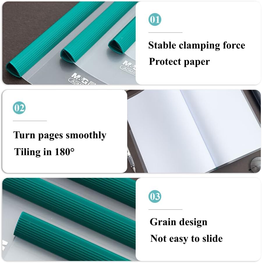 M&G 10 Pack Report Covers with Single Random Colored Sliding Bar, 10mm Clear Report Covers for A4 and Letter Size, 70 Sheet Capacity, Presentation File Folder Document Binder for School Office