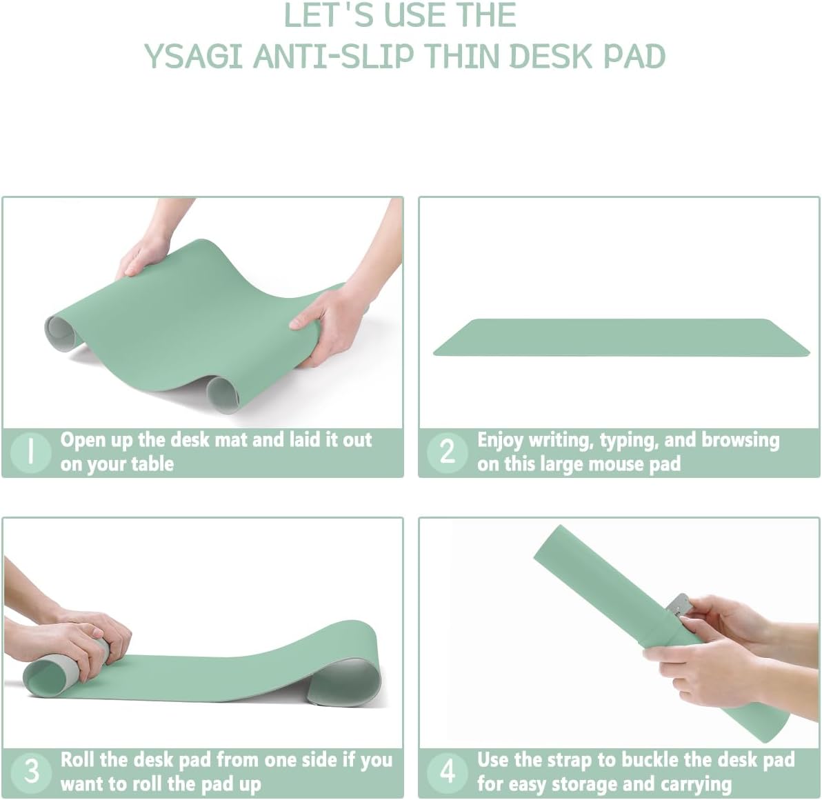 YSAGi Non-Slip Leather Desk Pad, Waterproof Laptop Computer Desk Keyboard Mat, Table Protector Blotter Mat, Large Mouse Pad for Office/Work/Home/Decor(Pale Green, 31.5" x 15.7")