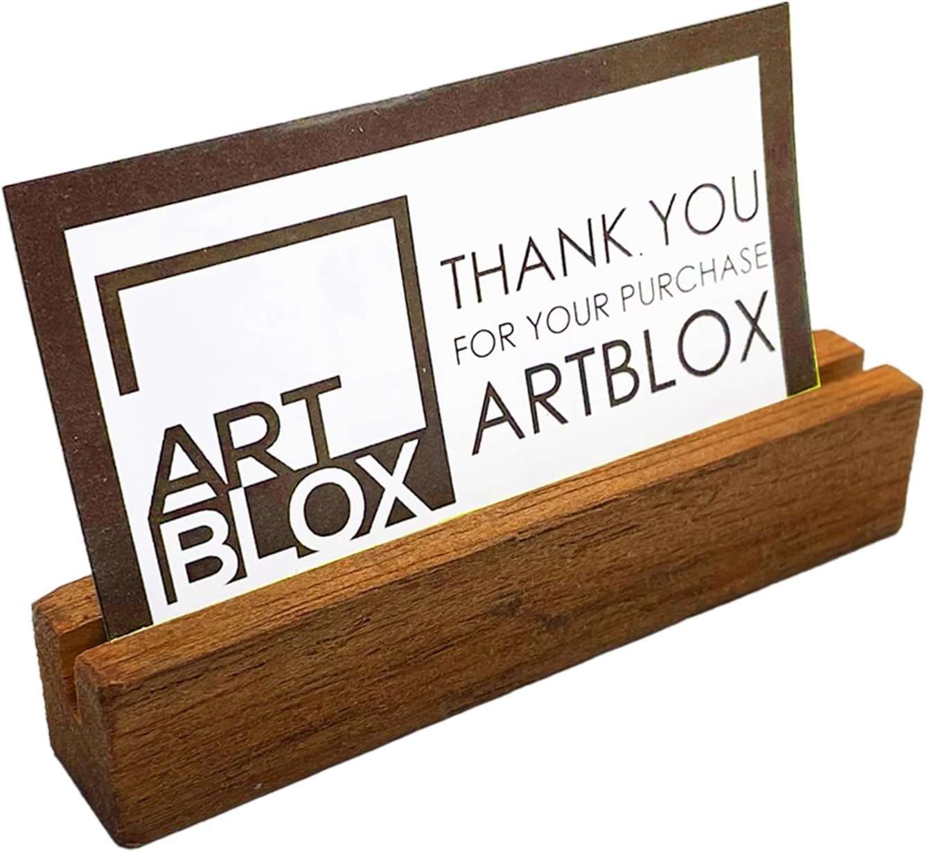 Artblox Personalized Office Desk Name Plate and Business Card Holder | Clear Acrylic Glass with Teak Wood Stand | Wild Flowers Design Customized with Your Name and Credentials Office Desk Decor