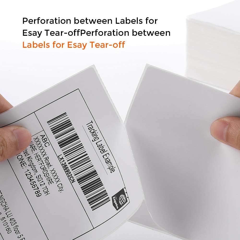 MFLABEL Fanfold 4" x 6" Direct Thermal Labels White Perforated Shipping Labels (20 Stacks)