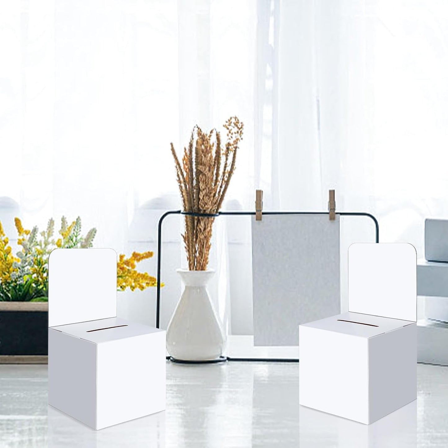 36 Pcs Ballot Boxes Suggestion Boxes Donation Box for Fundraising, Cardboard Raffle Box with Slot and Removable Header for Collecting Business Card Voting Contest (White)