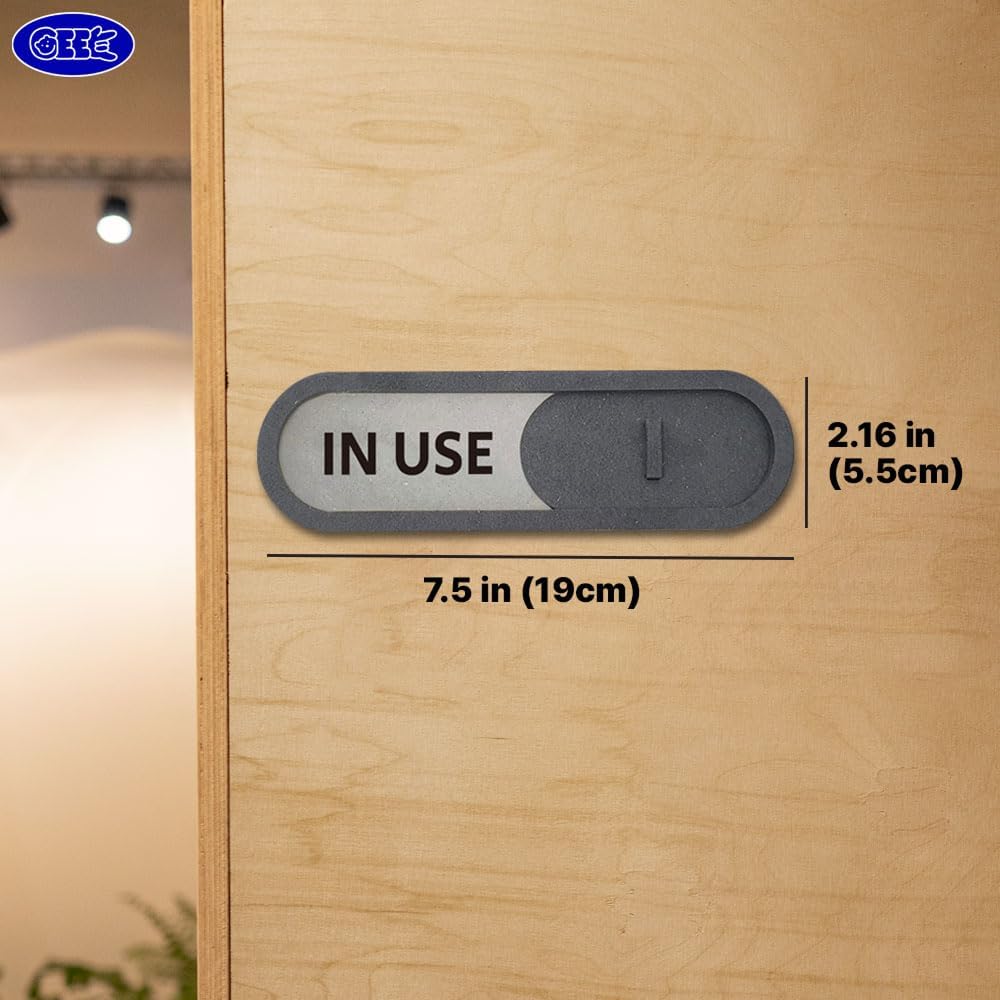 GEEKBEAR In Use Available Slider Door Sign for Home Office - Premium MDF, 7.5 x 2.2 in (Blue)