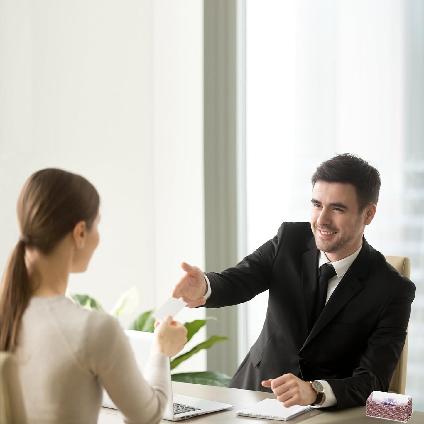 PATIKIL Rhinestone Business Card Holder, Crystal Business Card Holders Bling Business Card Organizer Display Stand for Desktop Desk Office Exhibition, Purple