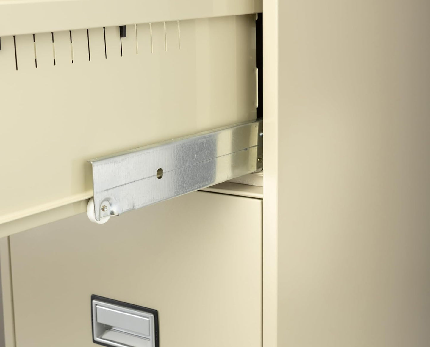 25 inch 4-Drawer Vertical Fireproof File Cabinet – Legal and Letter Size Filing – Key Lock – Water Resistant Seal – Fire and Impact Rated – Putty Finish – Model LGL4W25P