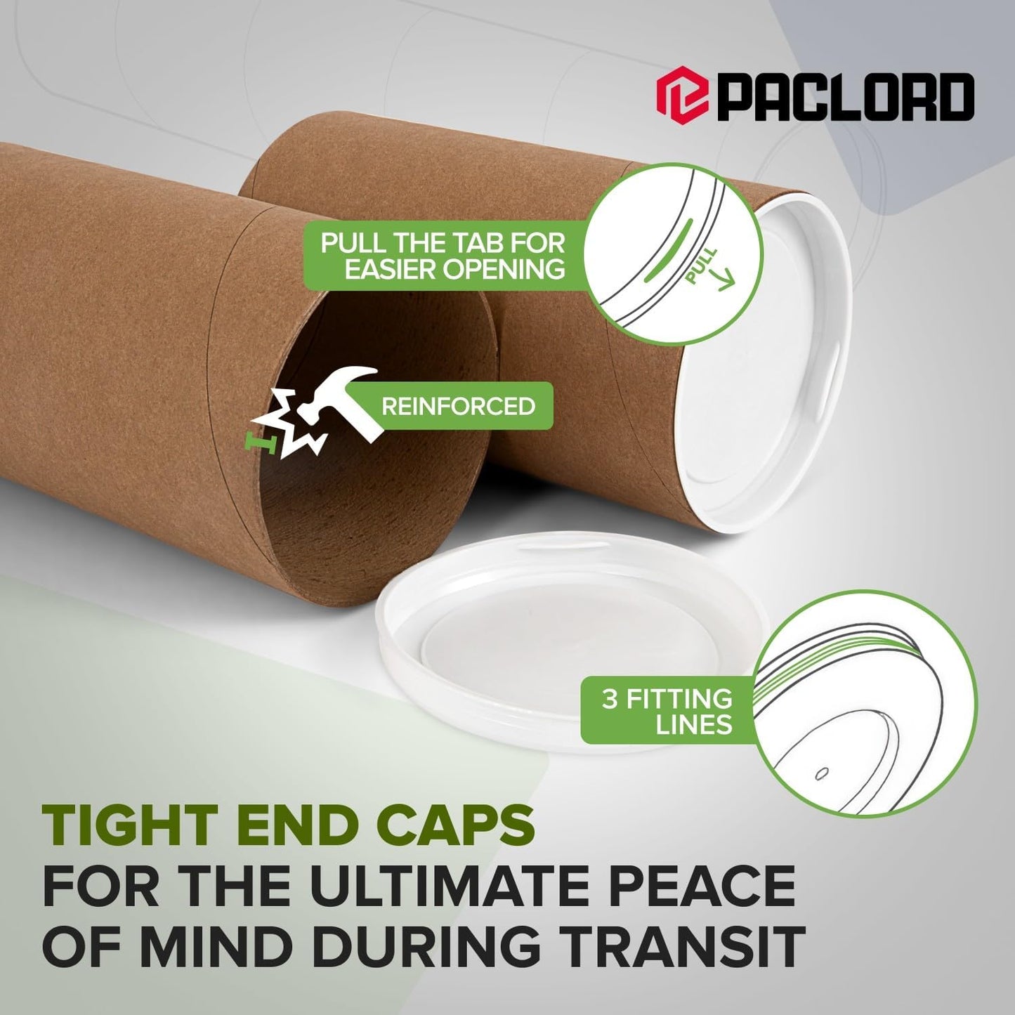 4" x 6" Reinforced Kraft Paper Mailing Tubes, Pack of 2 Tubes with 2 Caps Each – USPS Approved Poster Tube – Made in USA Cardboard Tube for Shipping and Storing Posters, Prints, Artwork, or Documents