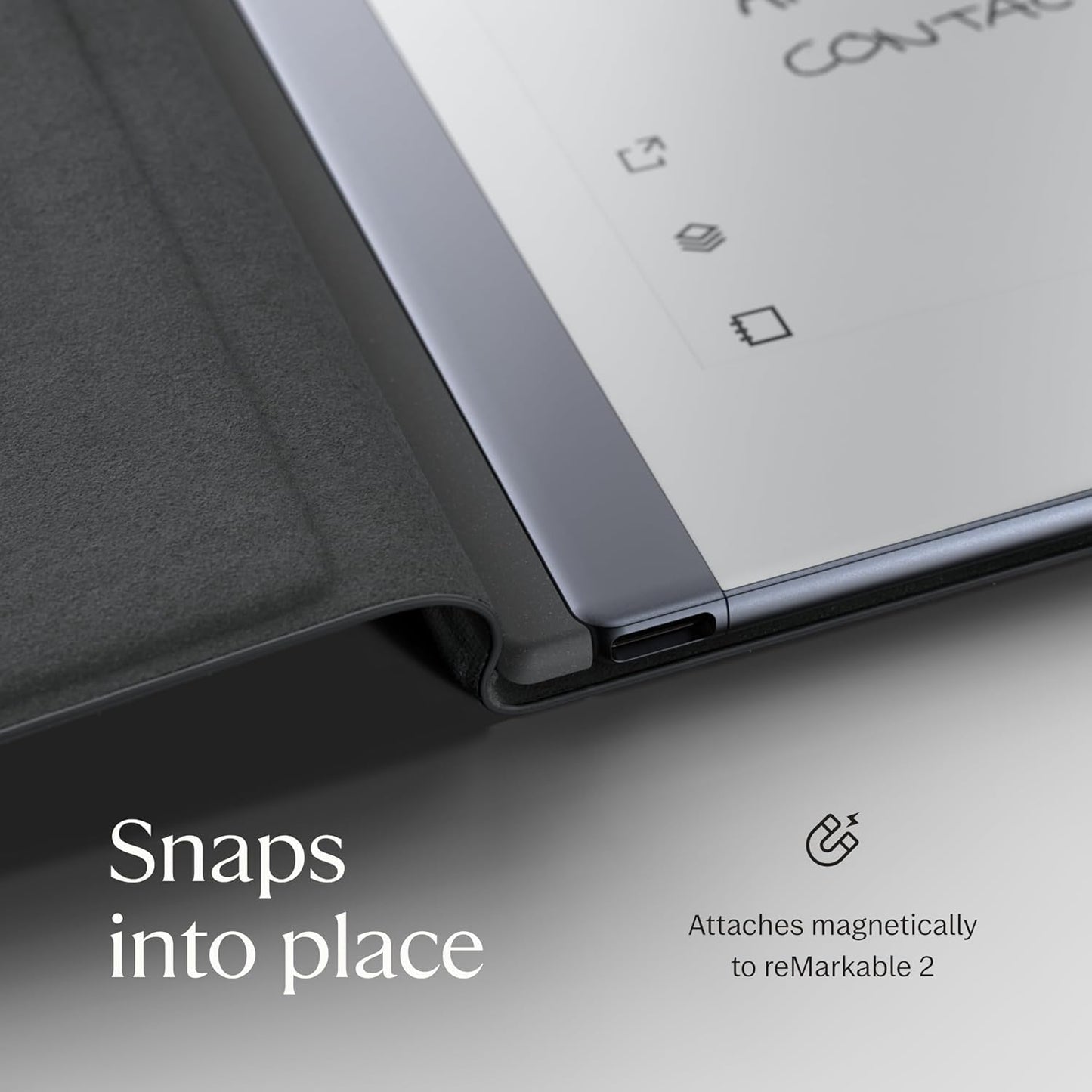 reMarkable Essentials Bundle - Leather Folio | reMarkable 2 Paper Tablet | Black and White 10.3'' Writing Tablet, Marker Plus Pen with Built-in Eraser and Book Folio Case in Black Premium Leather