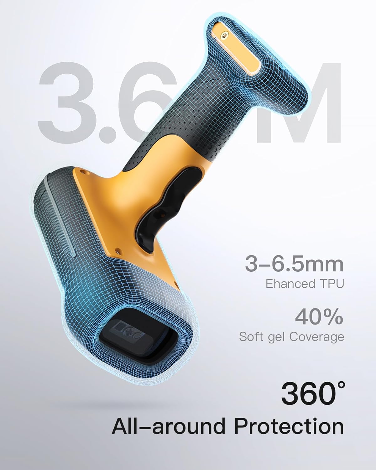 Inateck Industrial Barcode Scanner Bluetooth, 1D Scanner Wireless with IP67 Waterproof and Dustproof, Handscanner with App & SDK,BCST-61