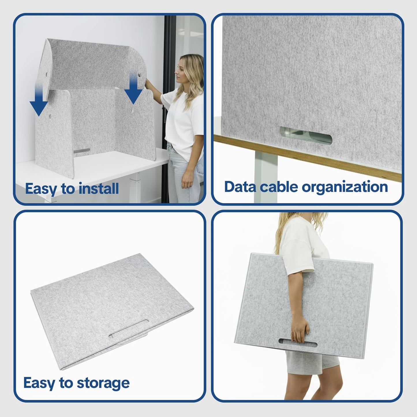 Desktop Partition Divider - Foldable Acoustic Privacy Screen Sound Absorbing Panel for Office & Home, Freestanding Computer Privacy Shield, Study Divider for Desk, 32.3" W x 19.7" D x 23.2" H