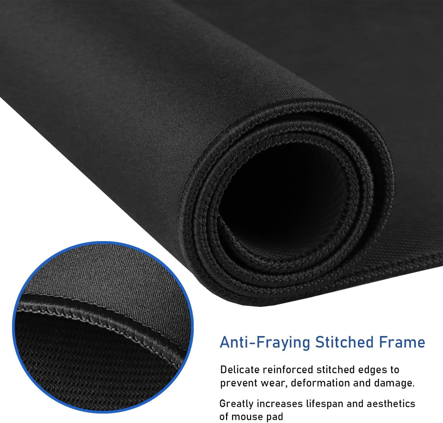 Large Extended Gaming Mouse Pad with Stitched Edges, (31.5X15.7In) Durable Non-Slip Natural Rubber Base, Waterproof Computer Keyboard Pad Mat for Esports Pros/Gamer/Desktop/Office/Home-Black