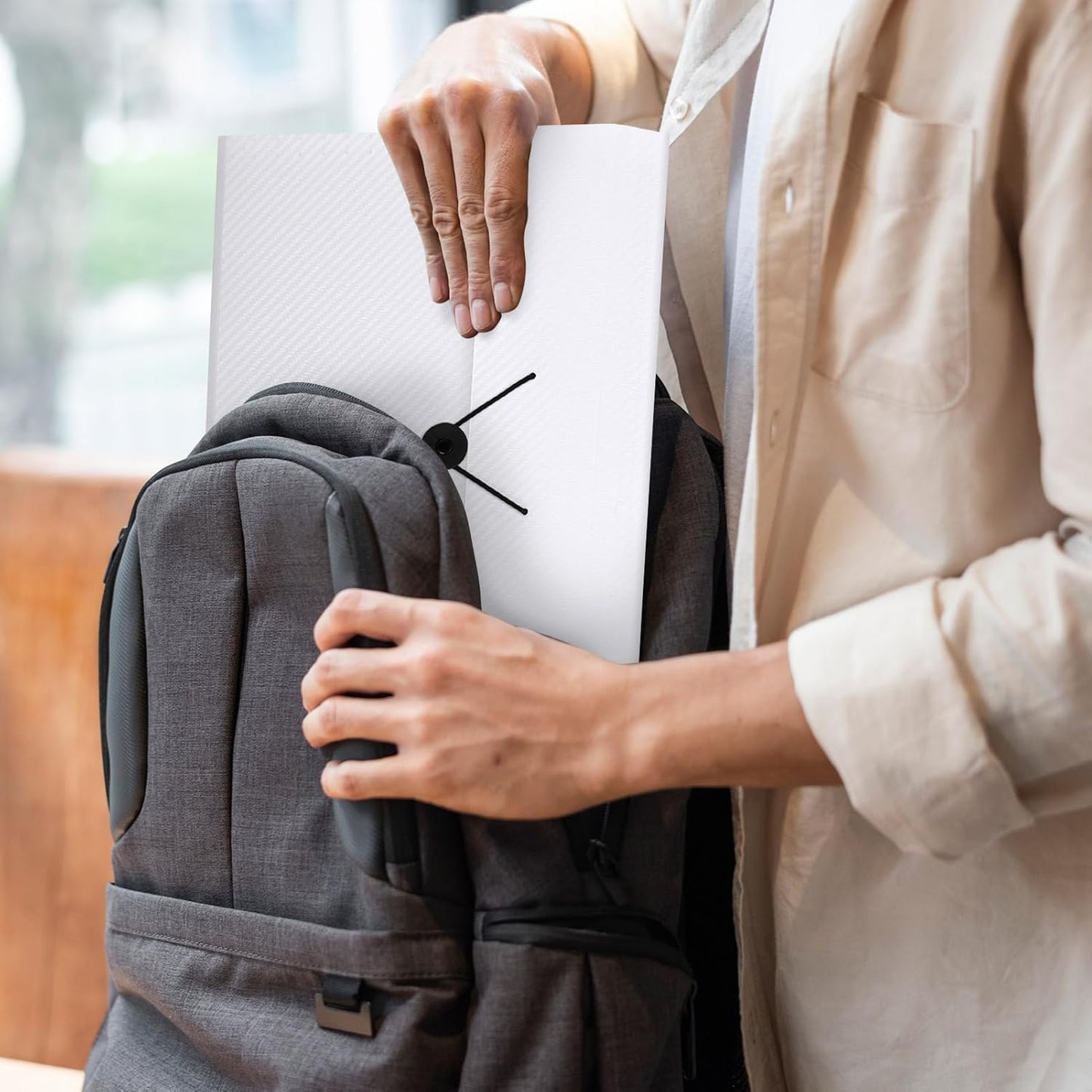 SKYDUE Expanding File Folder with 7 Pockets, Accordion File Organizer, Portable Folders for Documents, School Office Supplies Bungee Closure, Letter/A4 Size White