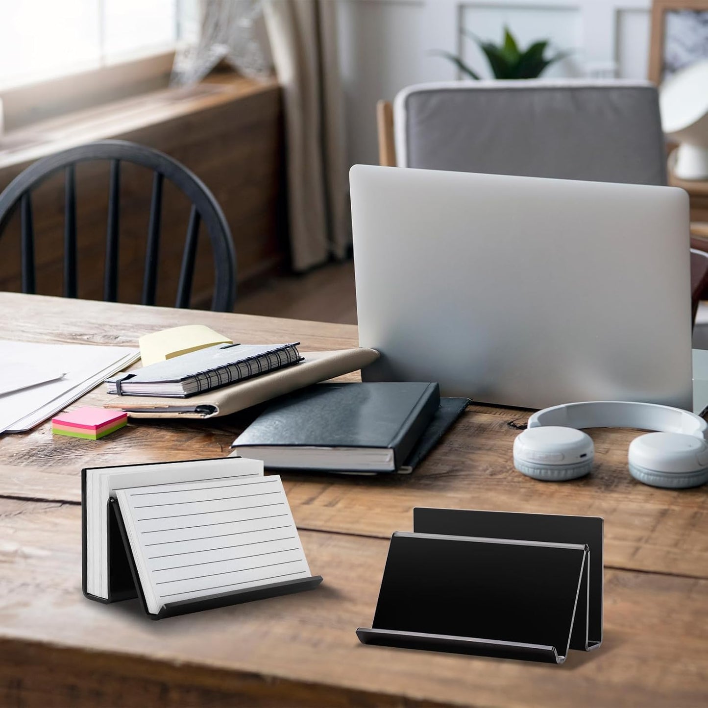 4 Pack 3x5 Index Card Display Holder Acrylic Cards Holder Stand Acrylic Business Card Holders Name Card Organizer Postcard Stand Display 200 Capacity for Studying Supplies No Card (Black, 4 Pack)