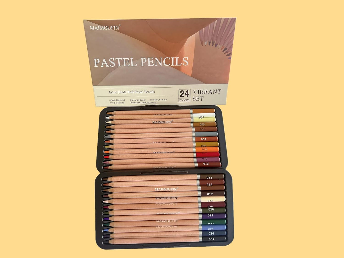 Soft Pastel Pencils 24 Colors Vibrant Drawing Pencil Set Professional Grade Pastels Art Supplies for Drawing Sketching Coloring (Brown)