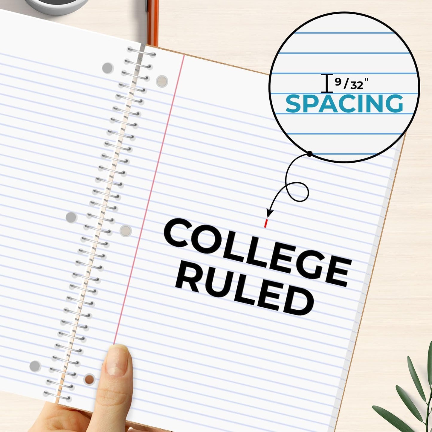 5000 Packs (Pallet) 1 Subject Notebooks, Spiral Notebook Bulk, College Ruled, 70 Sheets (140 pages), 8 x 10-1/2", Bulk Spiral Notebooks for School Districts & Office, 4-7 Days Transit