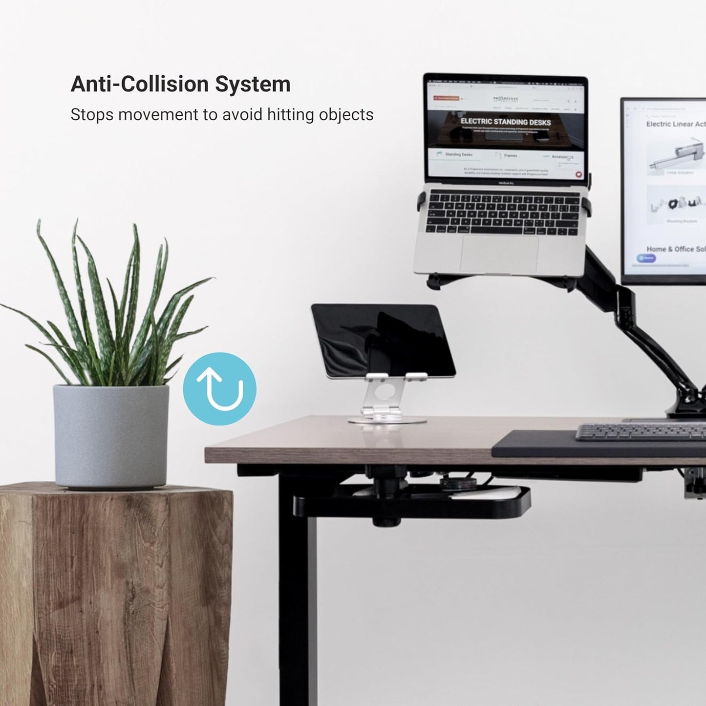 Progressive Desk Stand Up Height Adjustable Electric Standing Desk - 48" x 30" with Dual Motor, 3 Stages Sit Stand Table - Bright Beech, White Frame