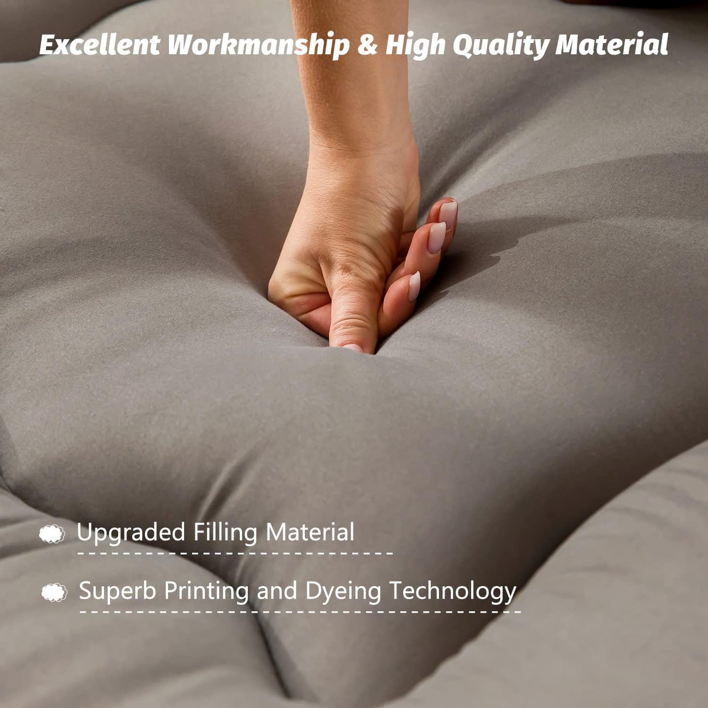 MAXYOYO Japanese Floor Mattress Futon Mattress, Thicken Tatami Mat Sleeping Pad Foldable Roll Up Mat for Boys Girls Dormitory Kids Floor Bed, Charcoal Grey, Twin
