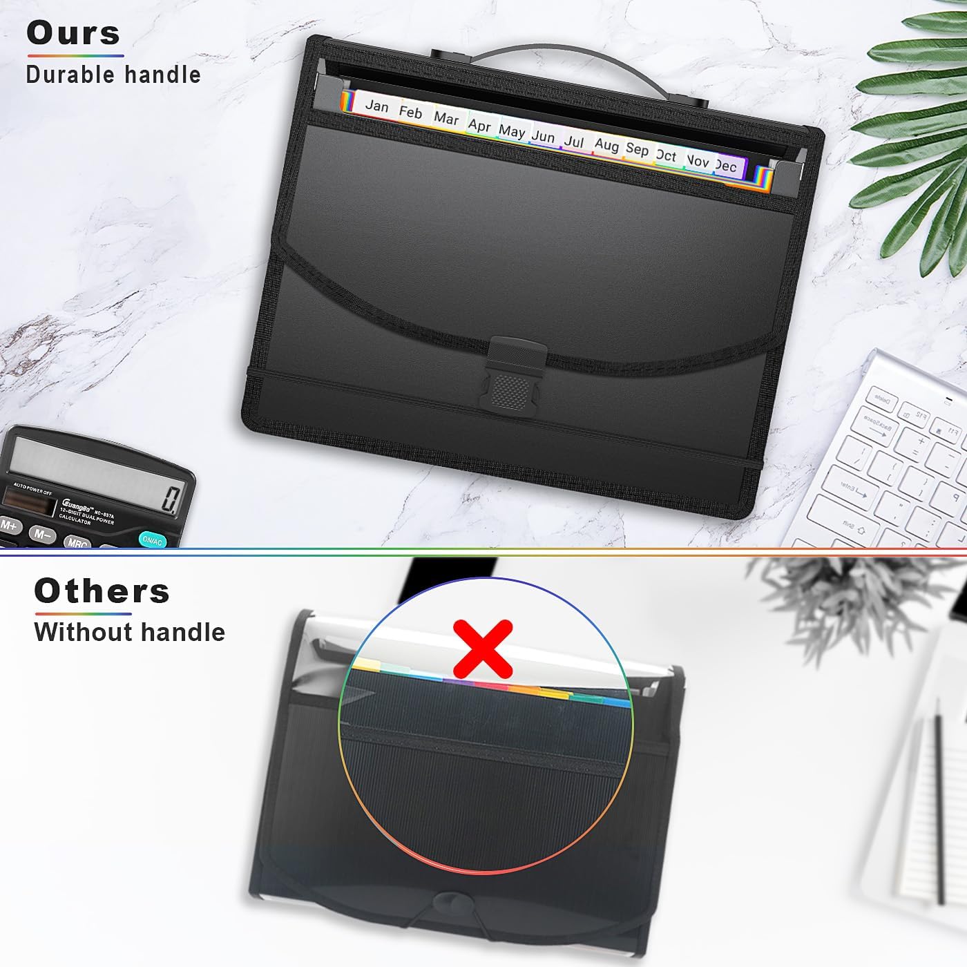 Expanding File Folder Accordion File Organizer with Handle,Fun Storage 13 Pockets Portable Document Organizer File Box Filing Organizer for Home School Office Traveling, A4 and Letter Size