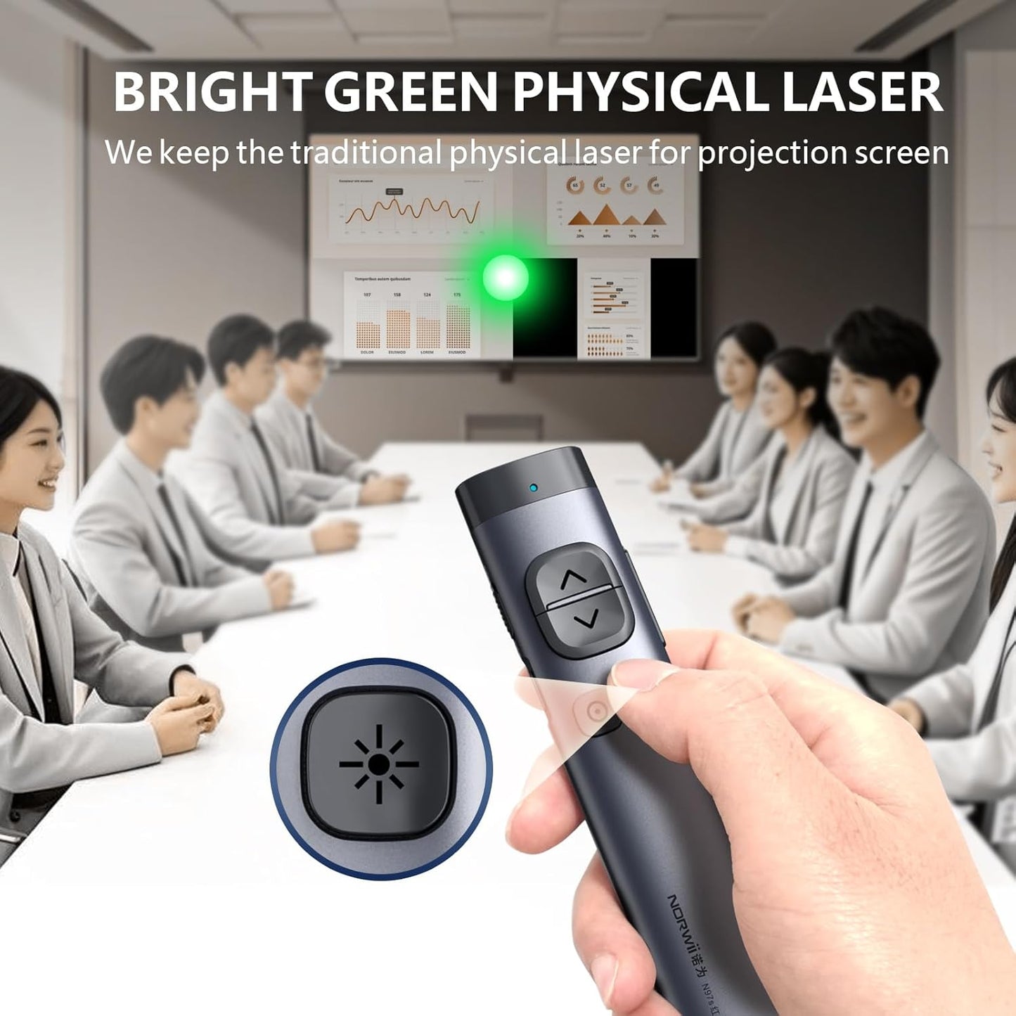 Norwii N97s TV Screen Presentation Clicker for powerpoint presentations, powerpoint clicker, Presentation Remote, Bluetooth Wireless Presenter, Digital Pointer for TV Screen Under Win/Mac