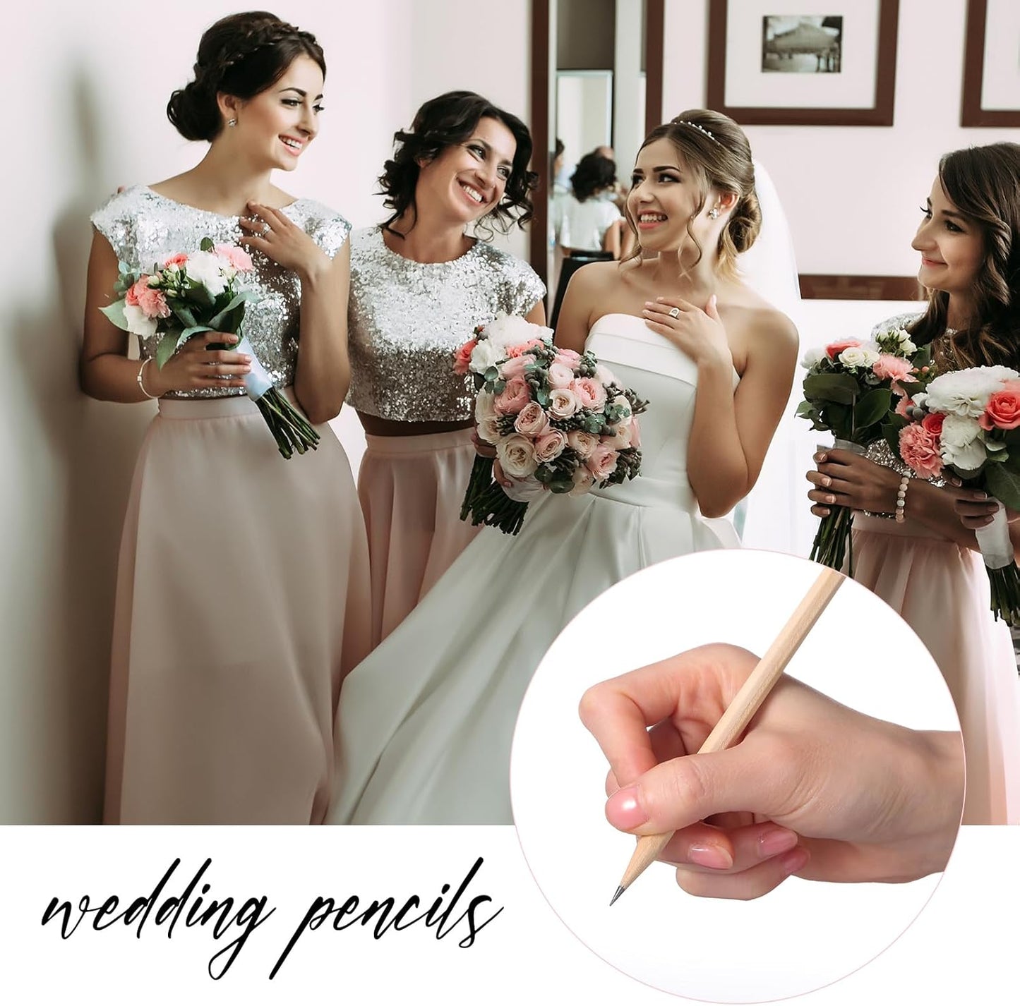 TecUnite 60 Pcs HB Pencils #2 Unsharpened Wood Cased Pencils with Eraser Hexagonal Pencil Cute Graphite No 2 Pen for Adults Gifts Exam School Office Sketching Learning (Wood Color, Silver)