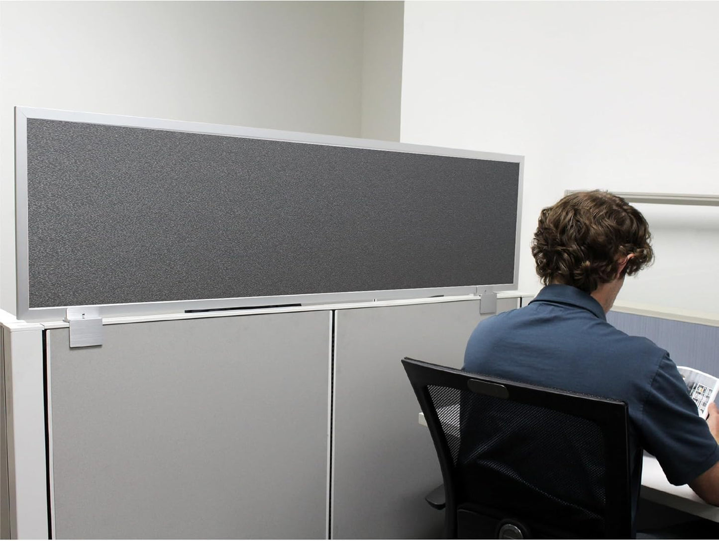 OBEX Acoustical Cubicle Privacy Screen Extender Desk Panel & Office Divider, Add Separation & Block Noise, 18" x 72", Graphite