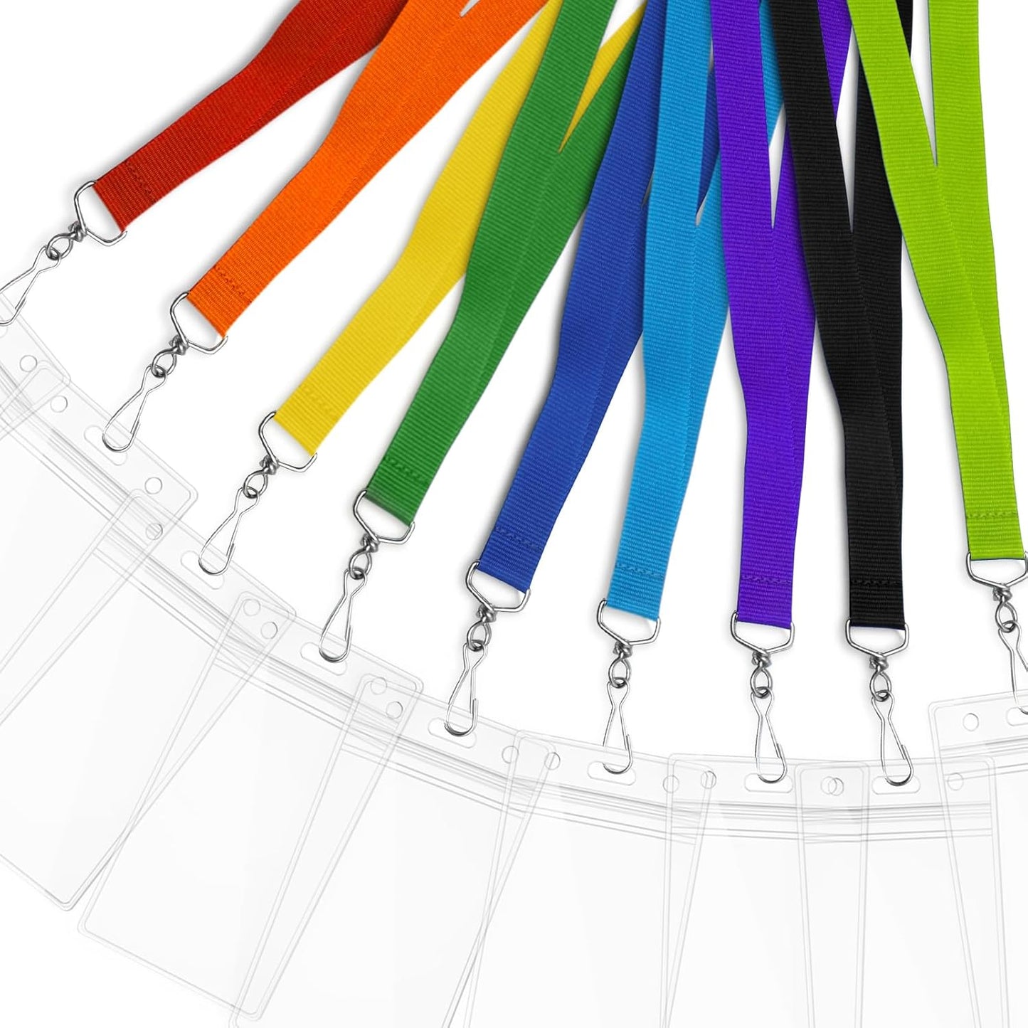 24-Pack Black Breakaway Lanyards with Waterproof Badge Holders, Metal Hook, Polyester Neck Straps for ID Cards, Events, Office, and Schools