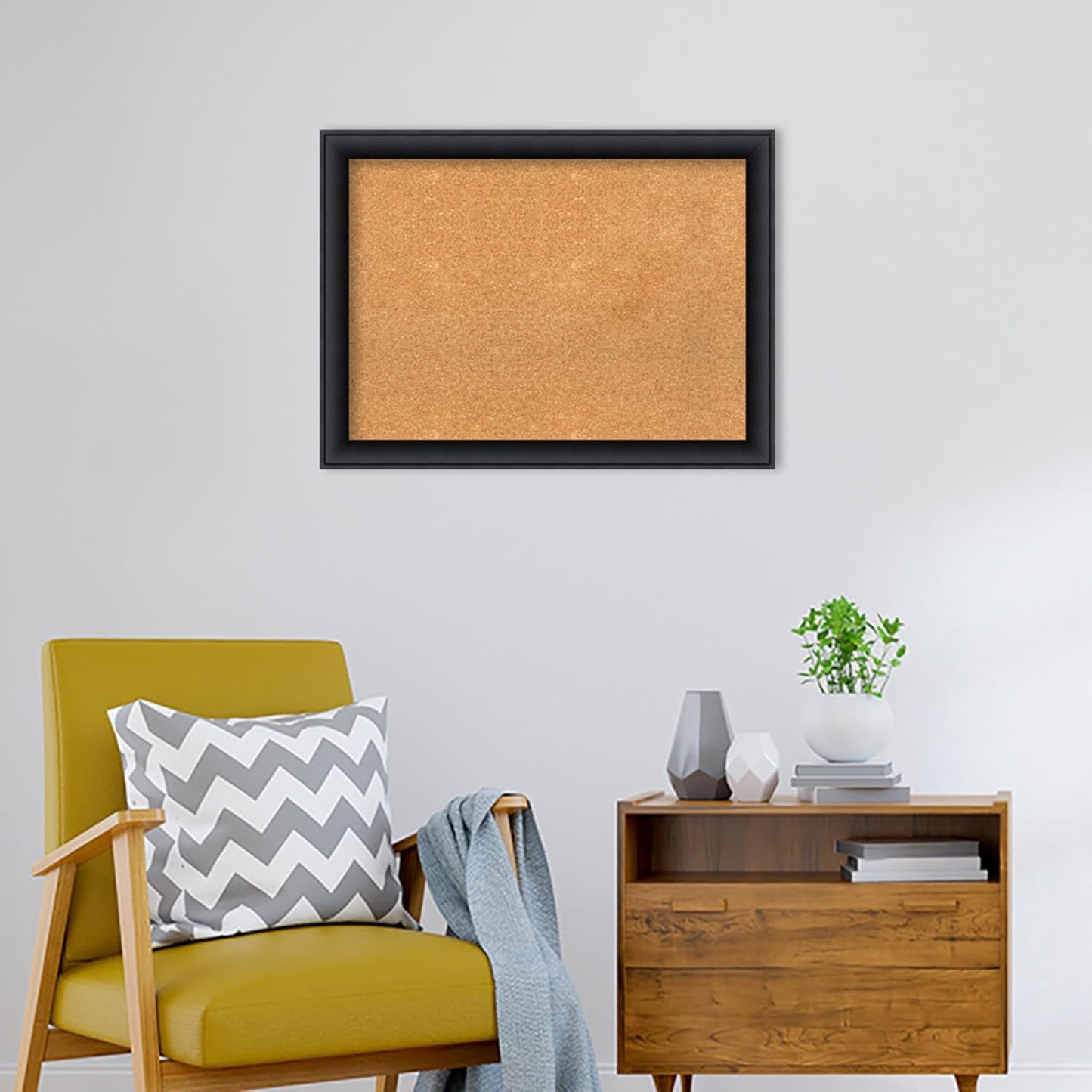 Amanti Art Natural Cork Board for Wall, 23x31 Vision Board with Black Wood Frame, Medium Corkboard Office Decor for Home Organization, Modern Contemporary Corkboard Pinboard to display items for home