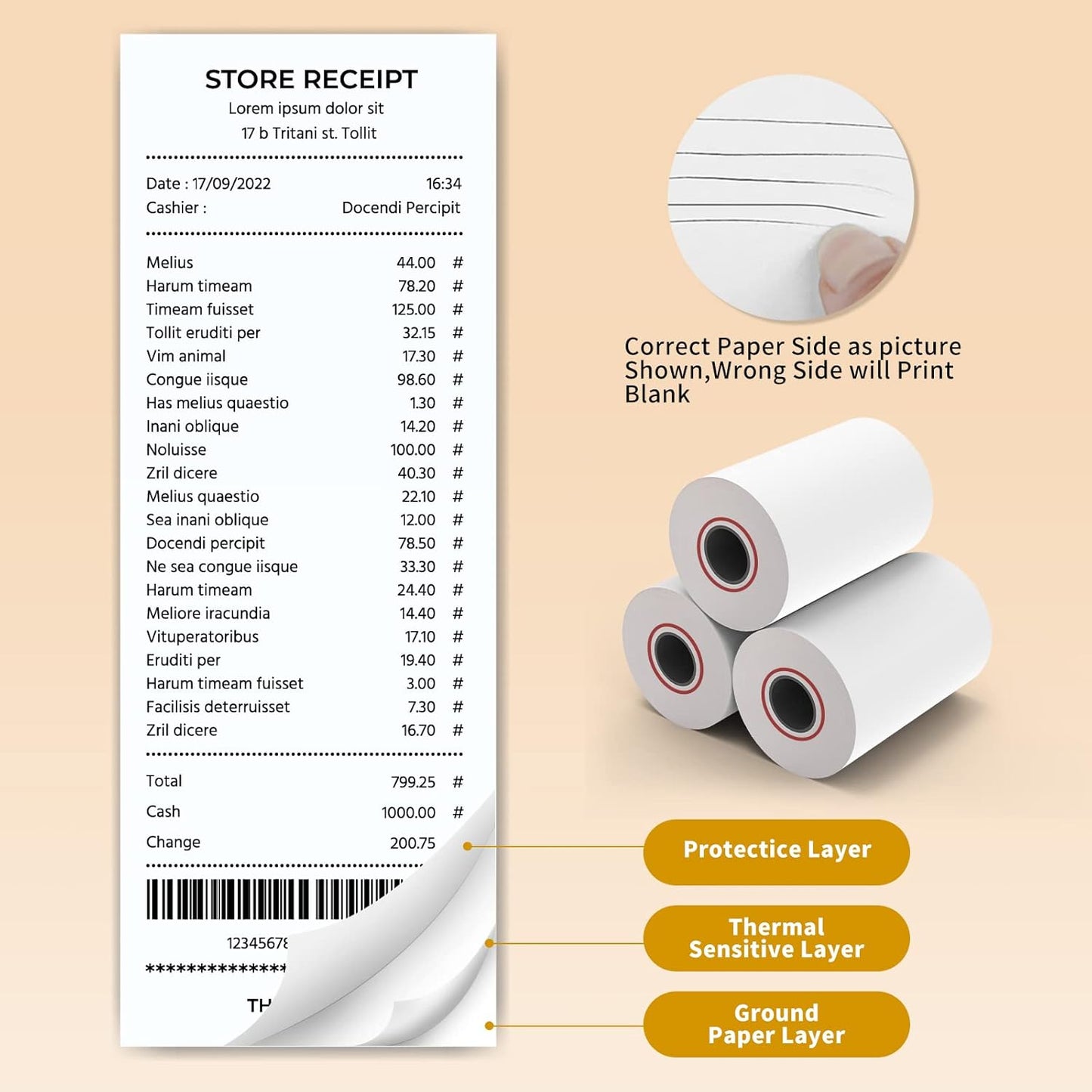 MFLABEL® 50 Rolls Thermal Paper (2 1/4" x 85') - POS Receipt Rolls for Cash Register, Credit Card Terminal, Square Reader, Clover & More | High-Sensitivity 48g Thermal Paper, BPA-Free, Sharp Print