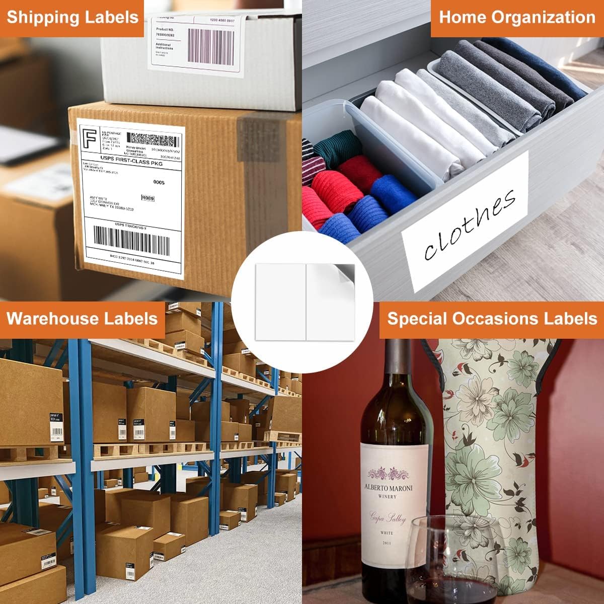 2000 Half Sheet Self Adhesive Shipping Labels for Laser Inkjet Pinters, 8.5 x 5.5 inches (1000 Sheets, 2000 Labels)