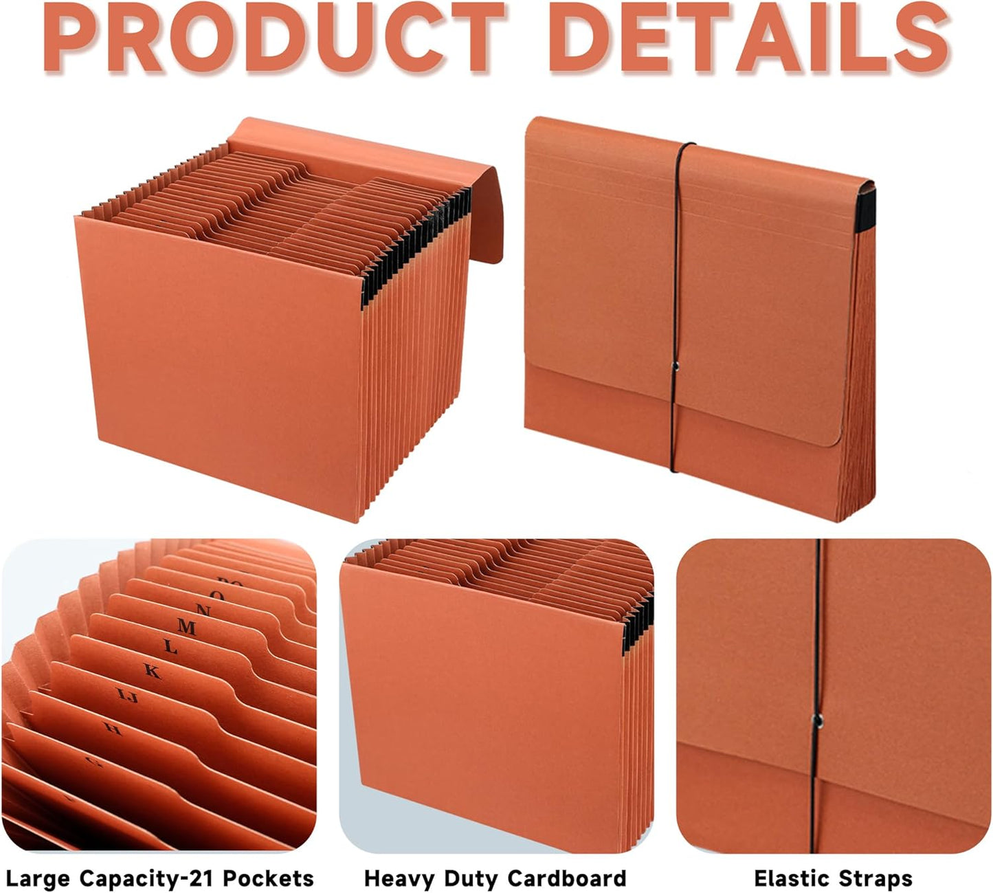 2 Packs Expanding File Pockets with Cover,21 Pockets Accordion File Organizer,Letter Size File Folder,Heavy Duty Expanding File Folder for Classroom,Home,Office and Travel