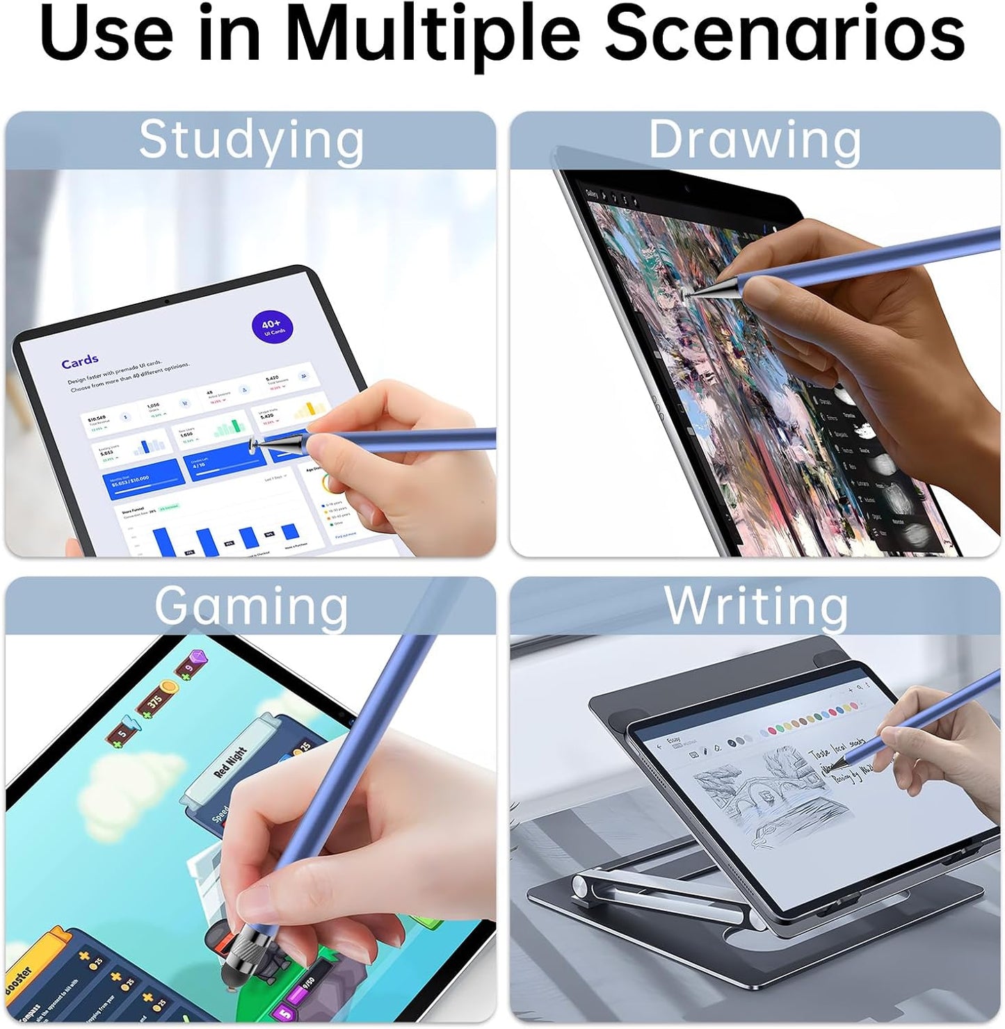 Bopomofo Stylus (5 Pcs),2-in-1 Stylus Pen for Touchscreen, High Precision and Sensitivity, Suitable for iPhone/ipad/Android Tablets, Compatible with Touch Screens,Blue