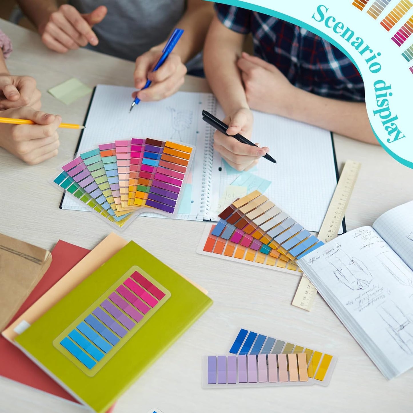 ReliThick 4000 Pcs Annotation tabs Sticky Tabs for Books Transparent Sticky Notes Multi Colored Writable Page Markers Book Flags Strip for Annotating Reading Supplies Bookish Gift (Gradient Color)