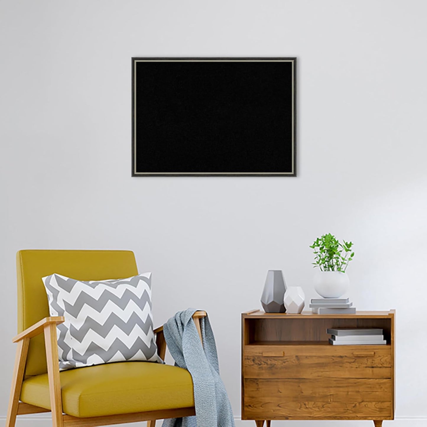 Amanti Art Black Cork Board for Wall, 21x29 Vision Board with Black Wood Frame, Medium Corkboard Office Decor for Home Organization, Modern Corkboard Pinboard to Display Items for Home Organization