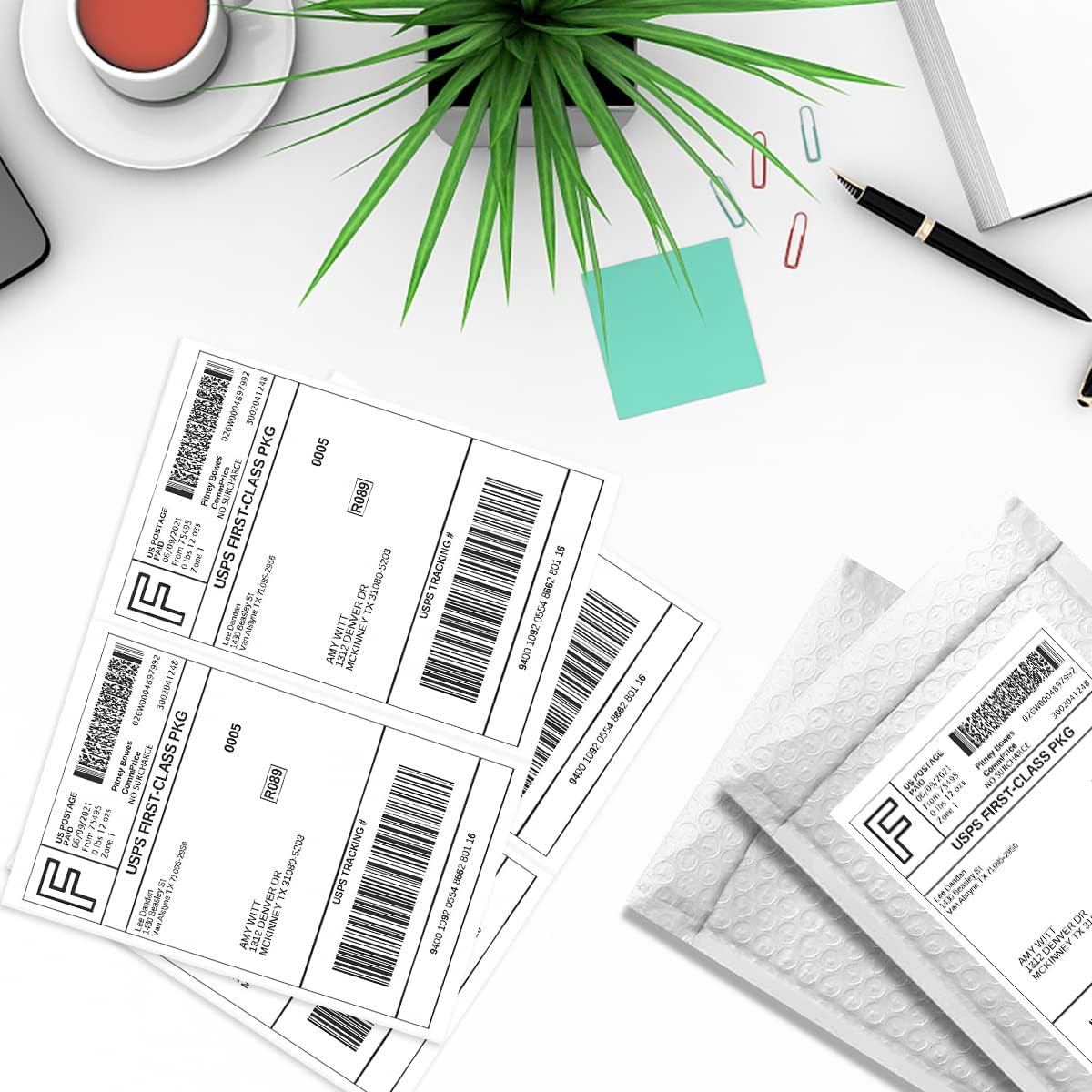 Half Sheet Laser/Ink Jet Shipping Labels UPS FedEx Address Labels (2000 Sheets, 4000 Labels)