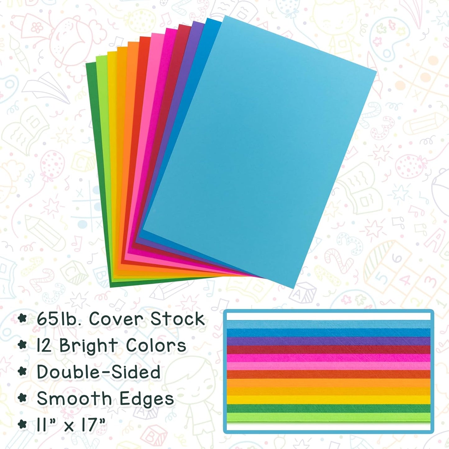 Hygloss Light Orange Bright Colored Cardstock - 11x17-Inch, 50 Sheets, 65 lb/ 176 gsm, Fade-Resistant, Acid-Free Color Card Stock Paper