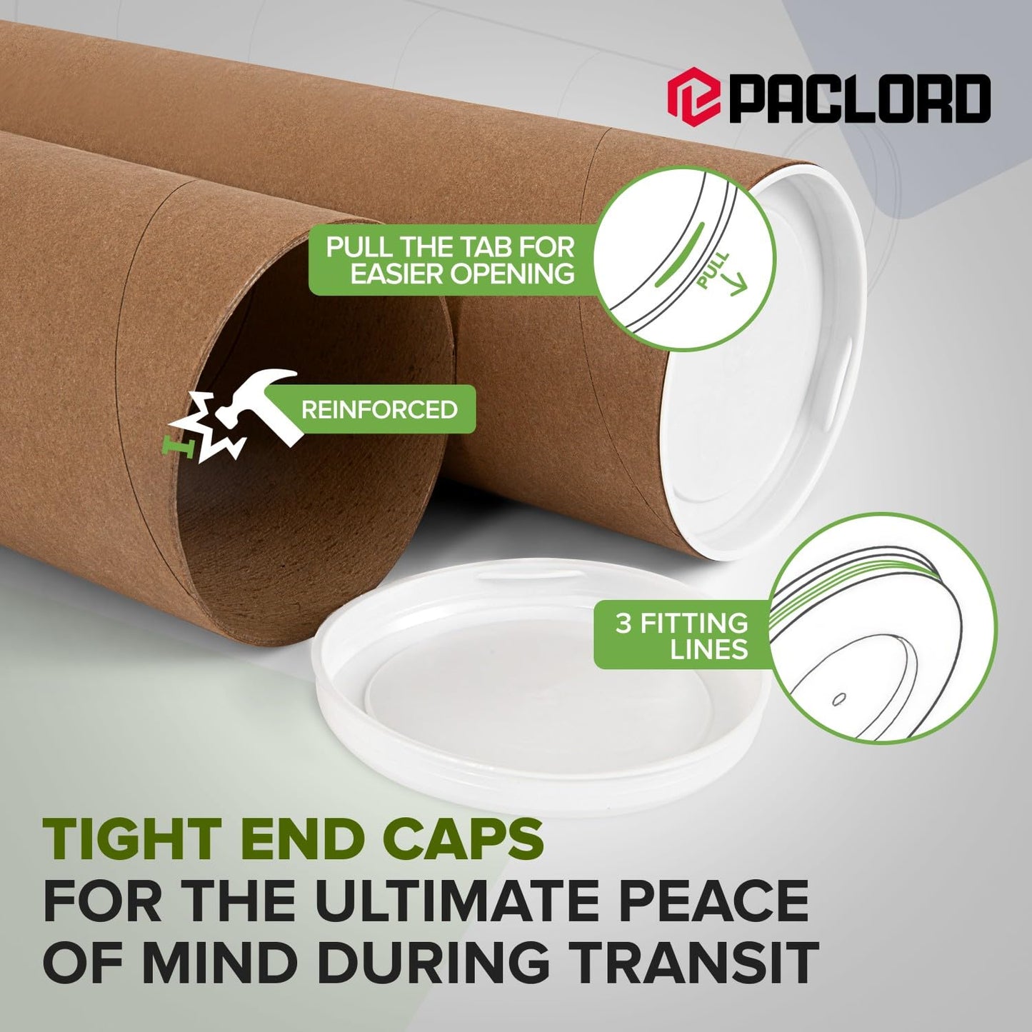 4" x 36" Reinforced Kraft Paper Mailing Tubes, Pack of 10 Tubes with 2 Caps Each – USPS Approved Poster Tube – Made in USA Cardboard Tube for Shipping and Storing Posters, Prints, Artwork, Documents