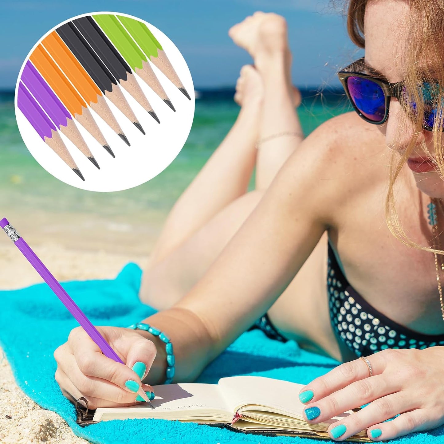 TecUnite 120 Pcs #2 HB Pencils with Eraser No 2 Unsharpened Wooden Hexagonal Pencils for Adults Gifts for School Exam art Learning Office Sketching(Orange Purple Black Green)