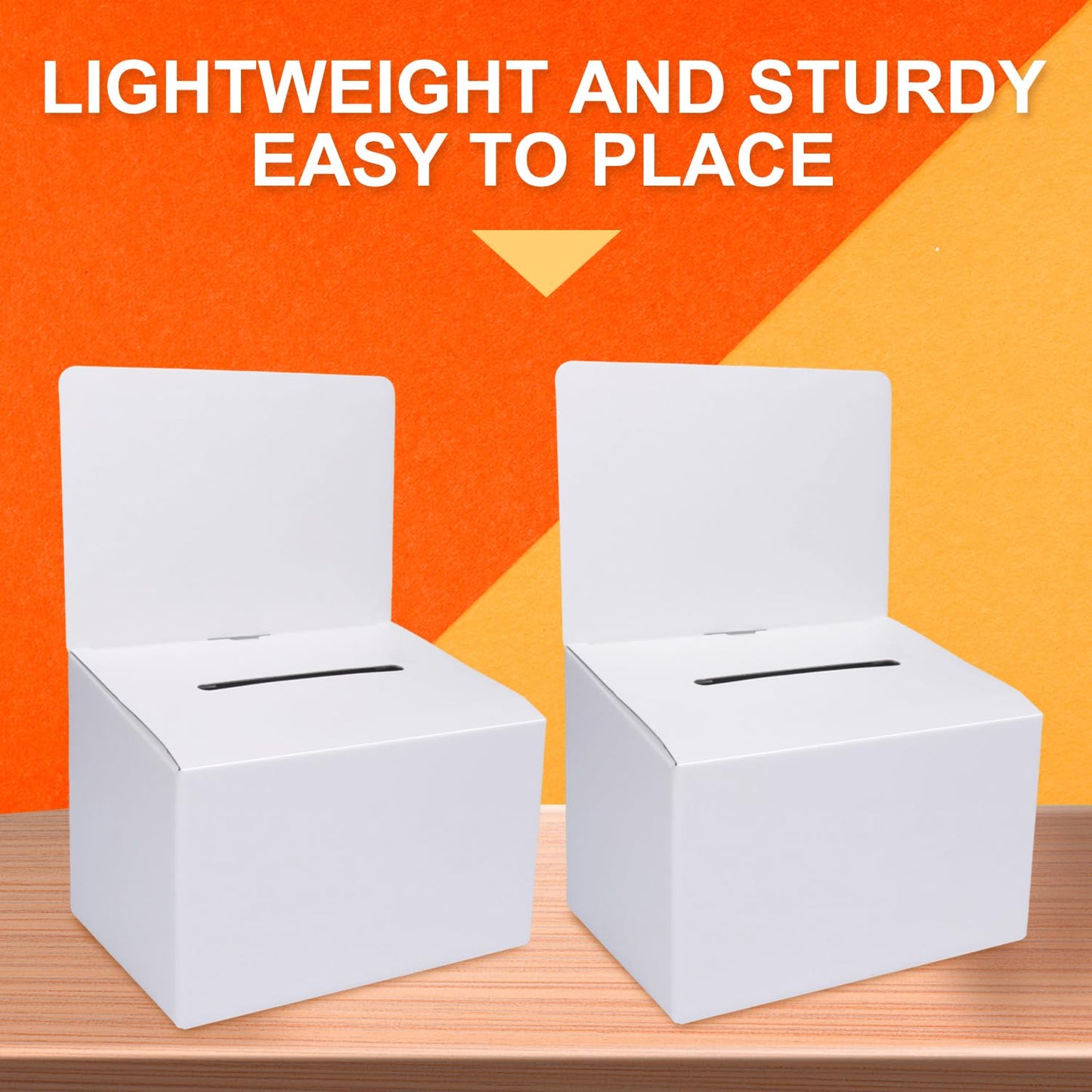 24 Pack Cardboard Ballot Box with Slot, White Glossy Raffle Boxes 6.5x4.5x4.5Inch, Suggestion Boxes with Removable Slot, Donation Boxes for Fundraising,Collecting Card and Voting Contest