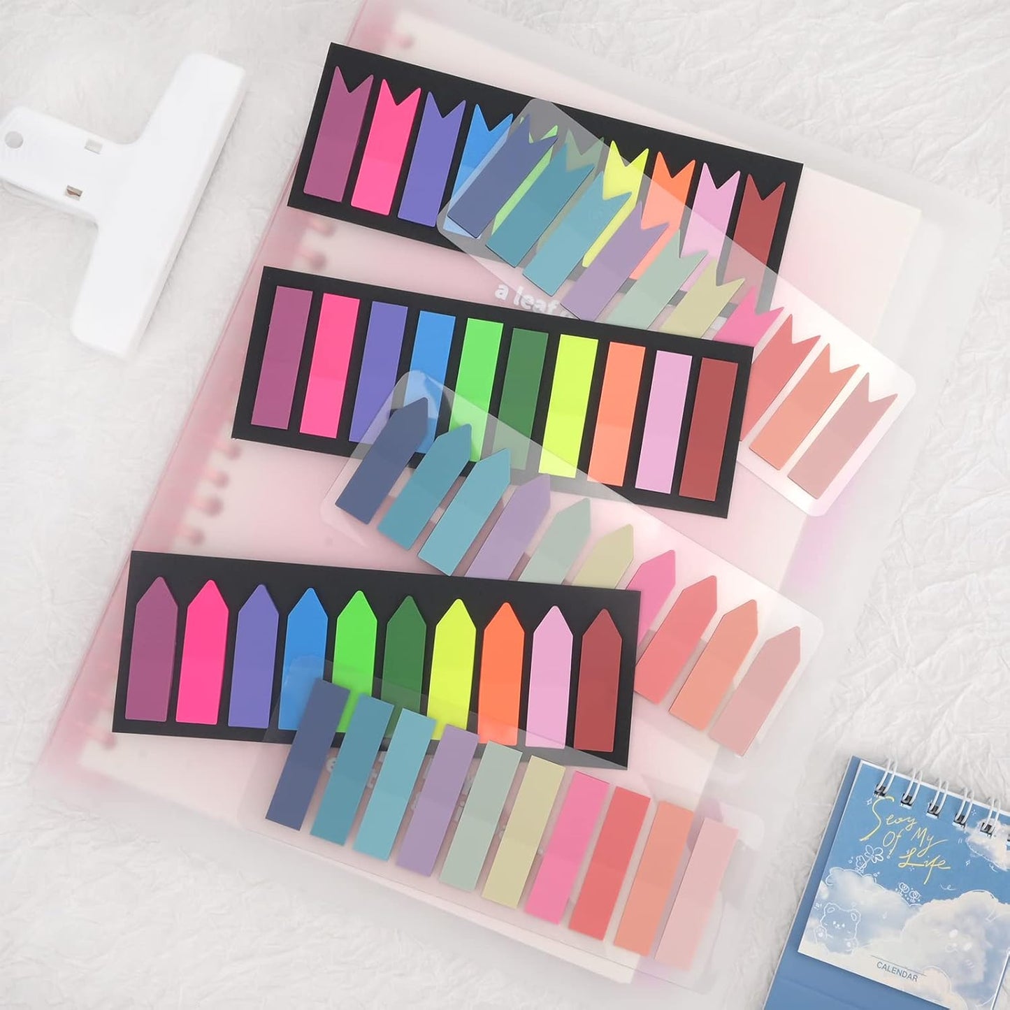 Temiary 1200 Pieces Transparent Sticky Index Tabs, Page Markers for Annotating Books, Translucent Arrow Flag Tab Colored Sticky Notes for Bookmarks Bible Tabs Notebook School Supplies