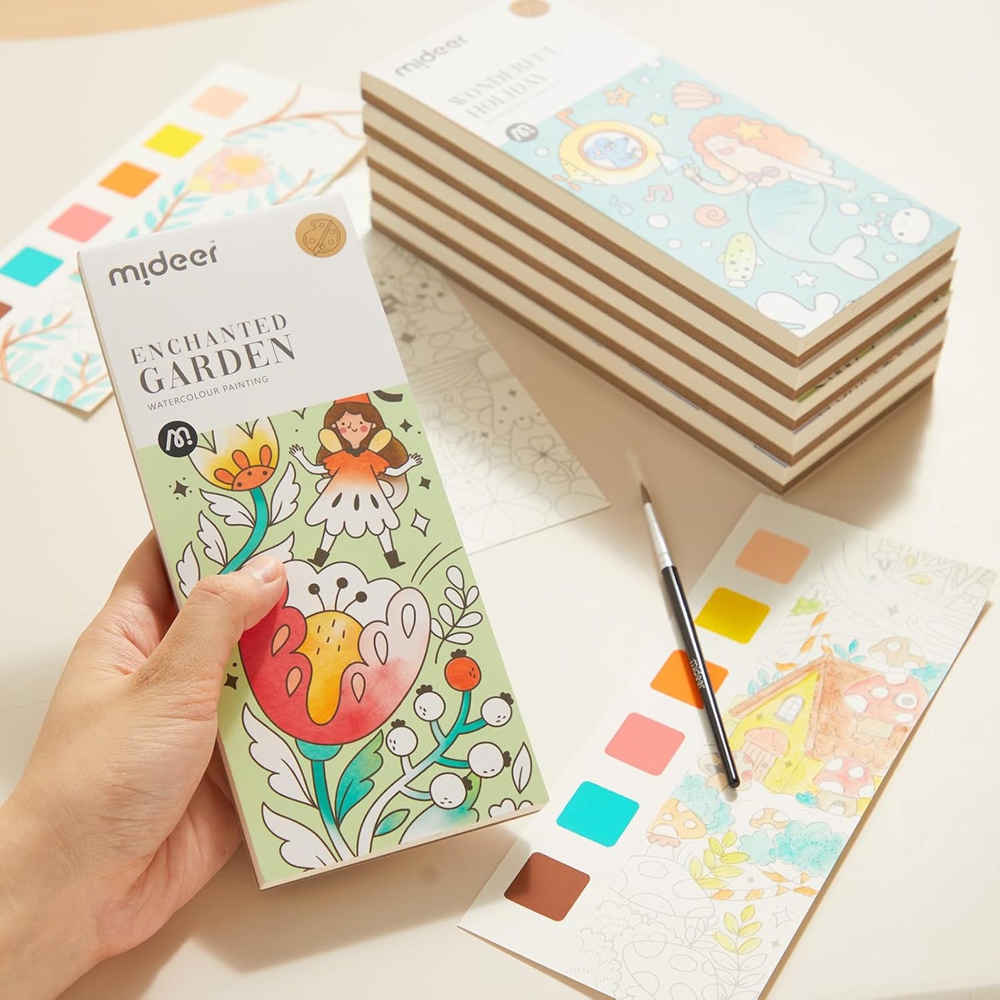 MiDeer Watercolor Painting Book for Kids Ages 4-8, Pocket Watercolor Painting Book Arts and Crafts for Toddlers, Travel Activities Paint with Water Coloring Book Set for Kids 3-8 (Legend Unicorn)